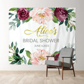 Lofaris Personalized Red And Pink Floral Bridal Shower Backdrop